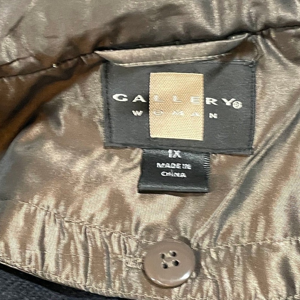 Gallery Women's M Black Field Jacket Brown Contrast Collar Lined Utility Coat - Picture 2 of 15